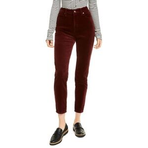 NWT Oat NY Burgundy Corduroy High Rise Skinny Jeans with Stretch size 25